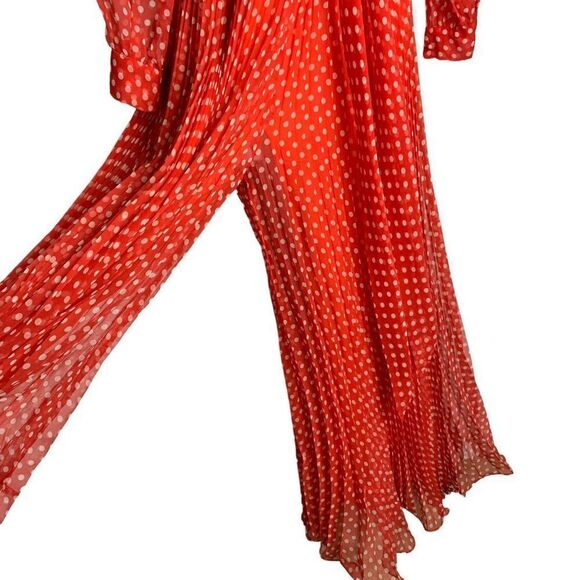 Vintage 60s Jack Bryan Chiffon Jumpsuit S Red Polka Dots Accordion Pleats Groovy - Picture 5 of 12